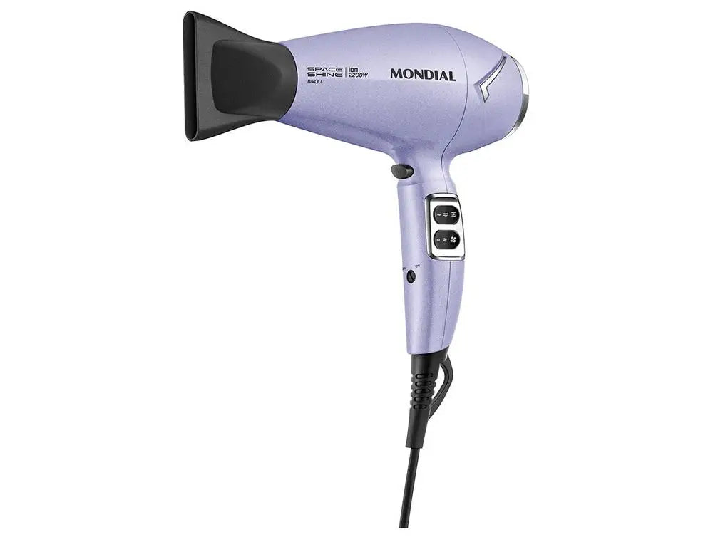 Secador de Cabelo Mondial Tourmaline Íon Lilás 2200W 2 Velocidades Space Shine SC-21-BI 74009-01 - Bivolt