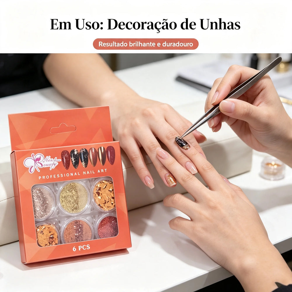 Kit de Glitter para Unhas – 6 Cores