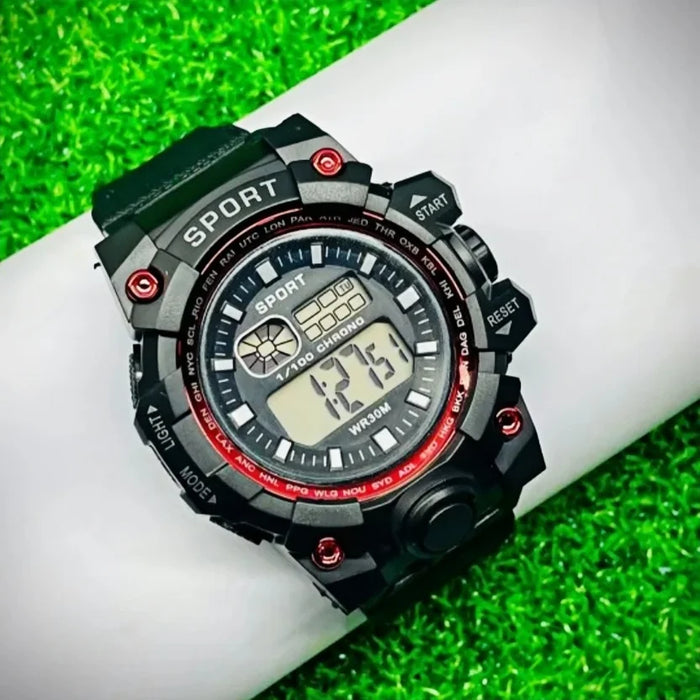 Relógio Eletrônico Masculino com Mostrador Grande, Relógio Digital Esportivo à Prova d'Água com Alarme Luminoso e Pulseira Multifuncional