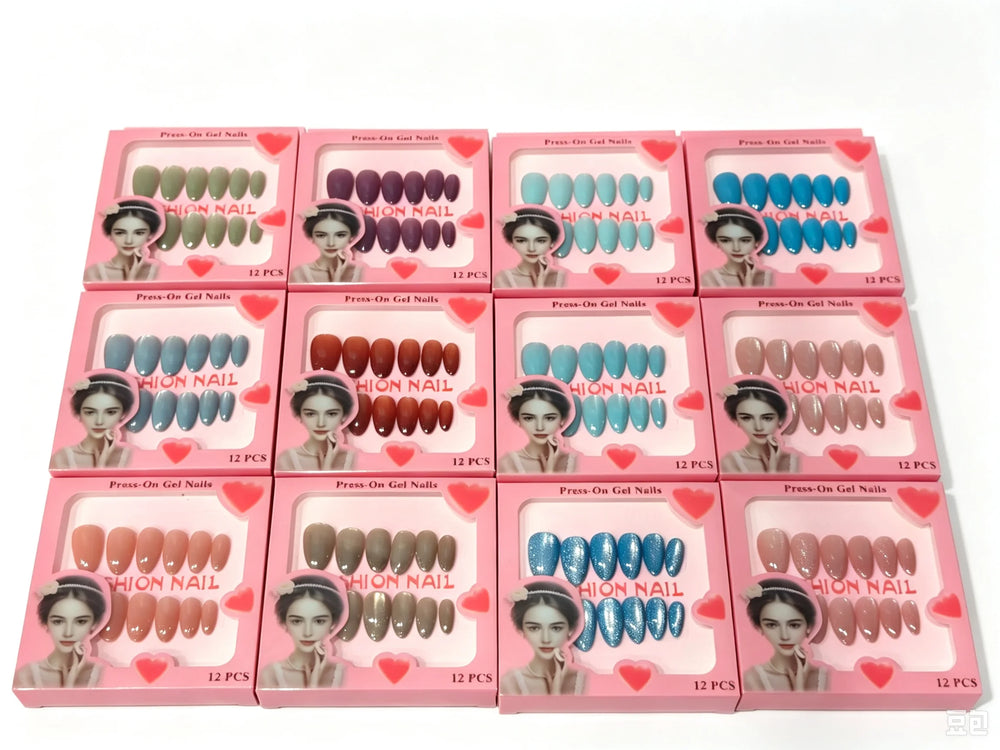 Kit de Unhas Postiças Press-On – 12 Unidades