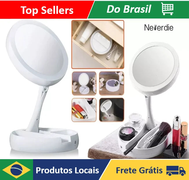 Espelho de Maquiagem LED 10x Neverdie