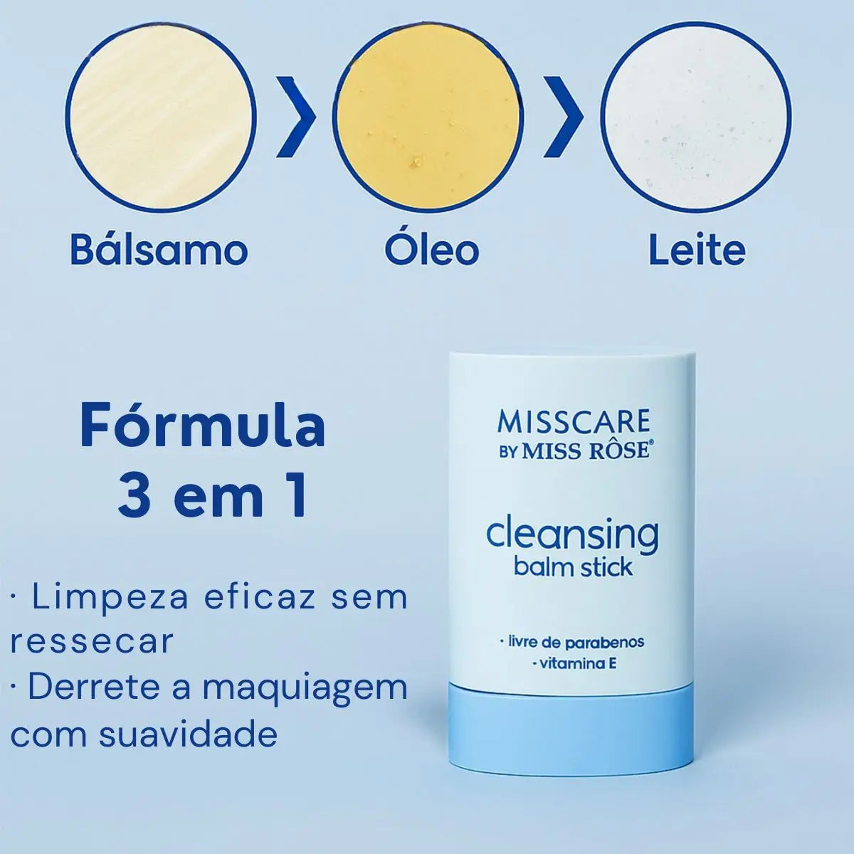 Bastão Demaquilante 3 em 1 Miss Rôse