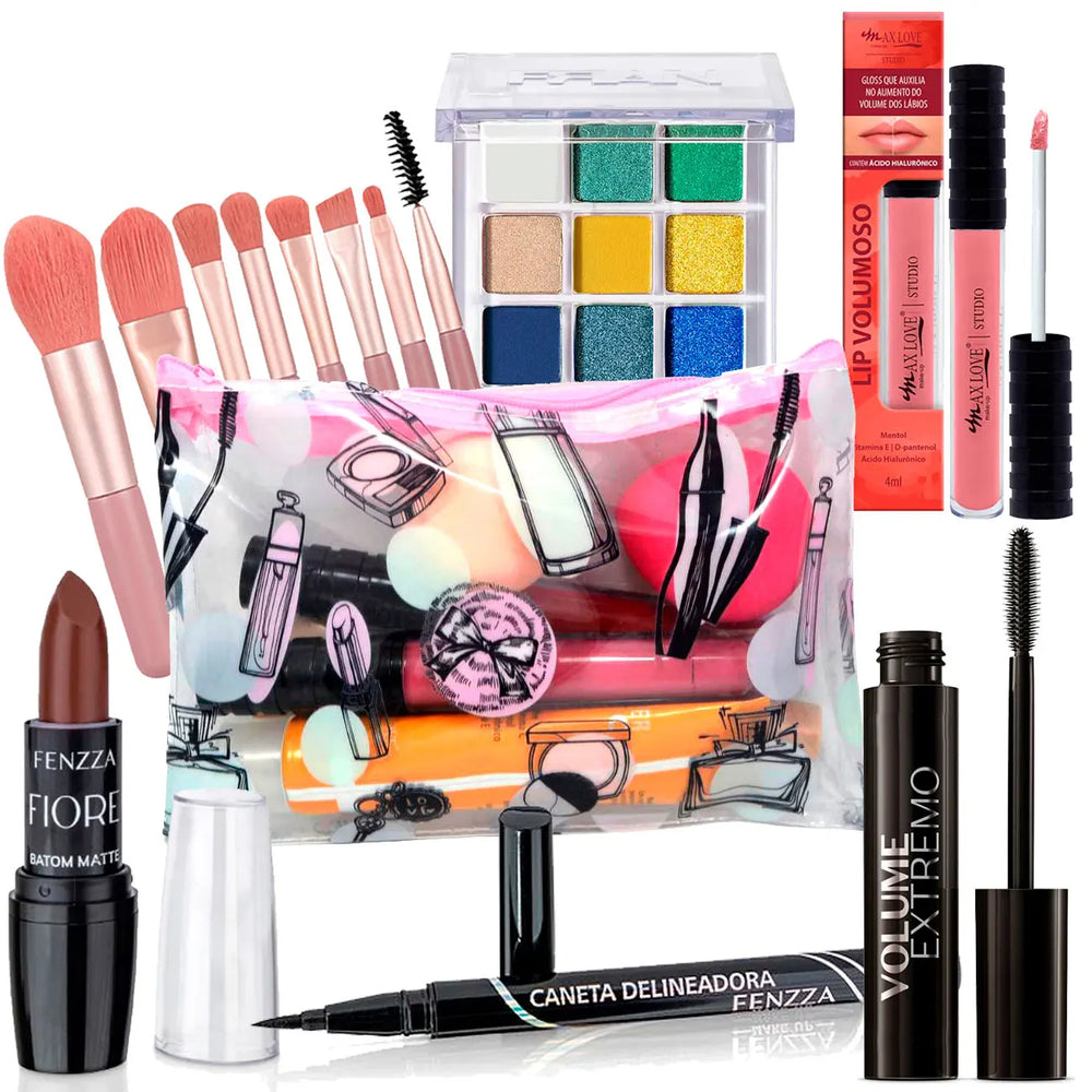 Kit de Maquiagem 7 Itens com Nécessaire