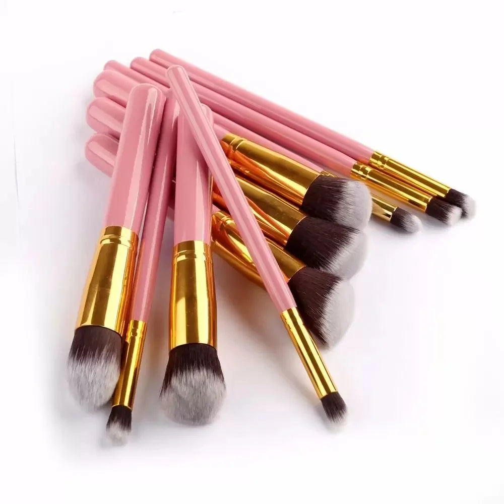 Kit 10 Pincéis de Maquiagem