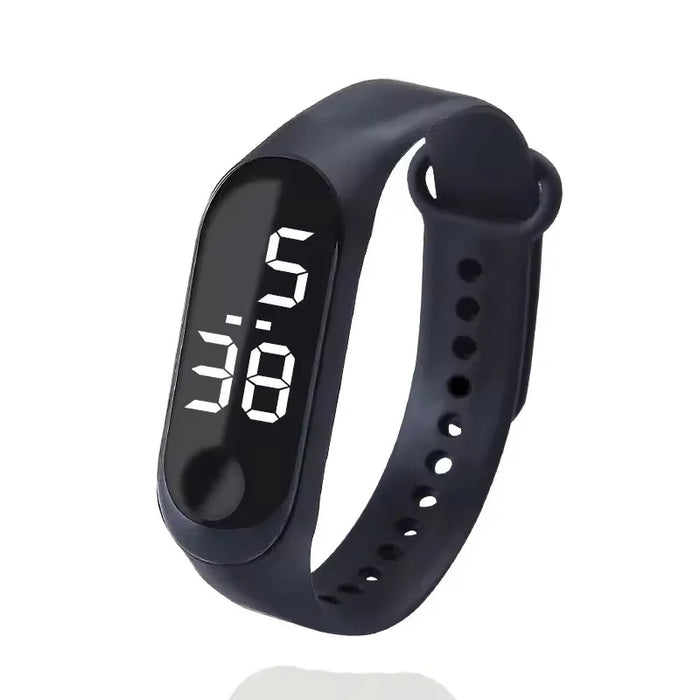 Relógio Esportivo Infantil à Prova d'Água, Relógio Digital LED com Tela Sensível ao Toque, Pulseira de Silicone Bicolor, Relógio para Homens e Mulheres, Relógio Estudantil