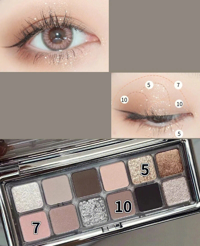 Paleta de 12 Sombras com Glitter