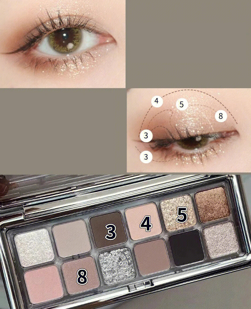 Paleta de 12 Sombras com Glitter