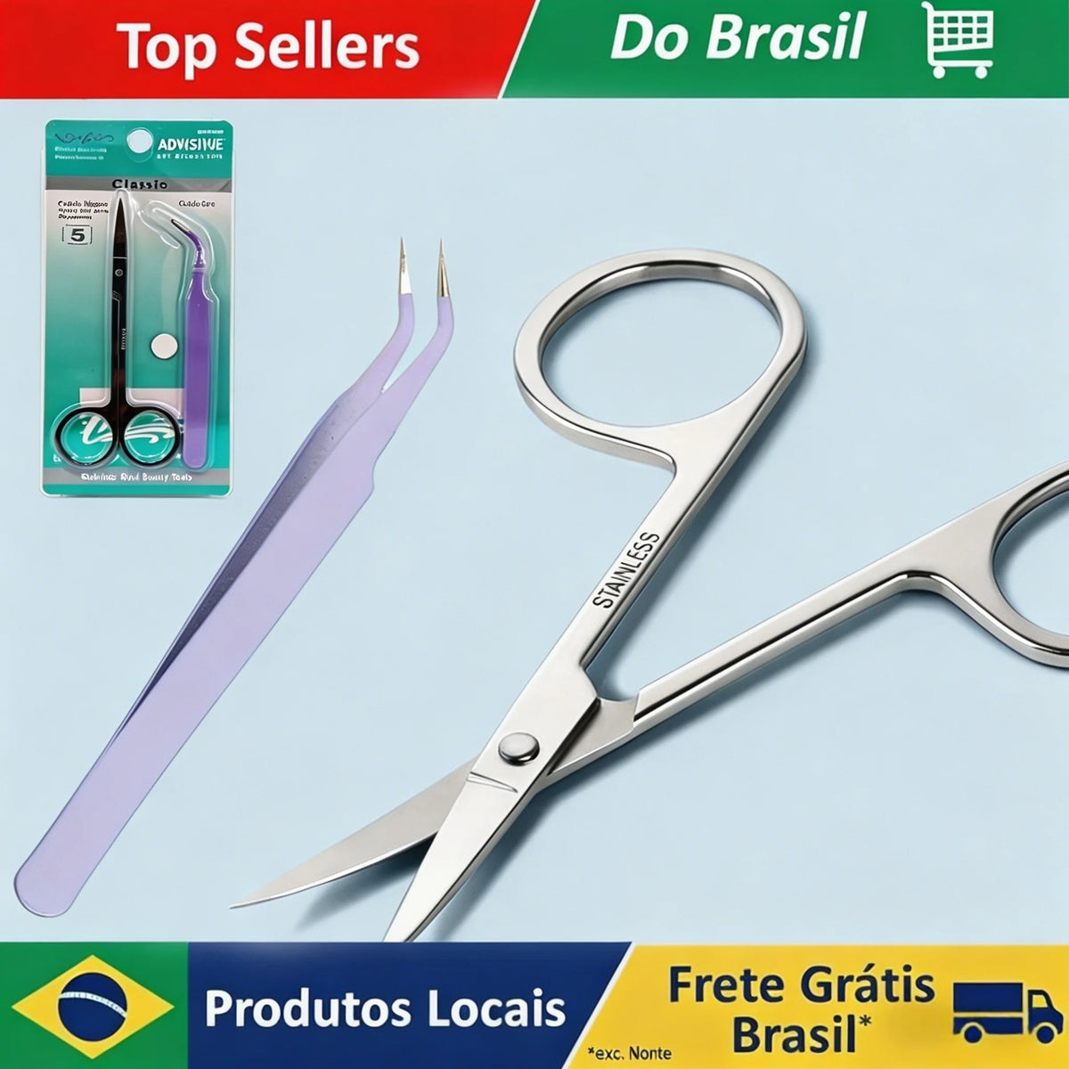 Kit Tesoura e Pente para Sobrancelhas