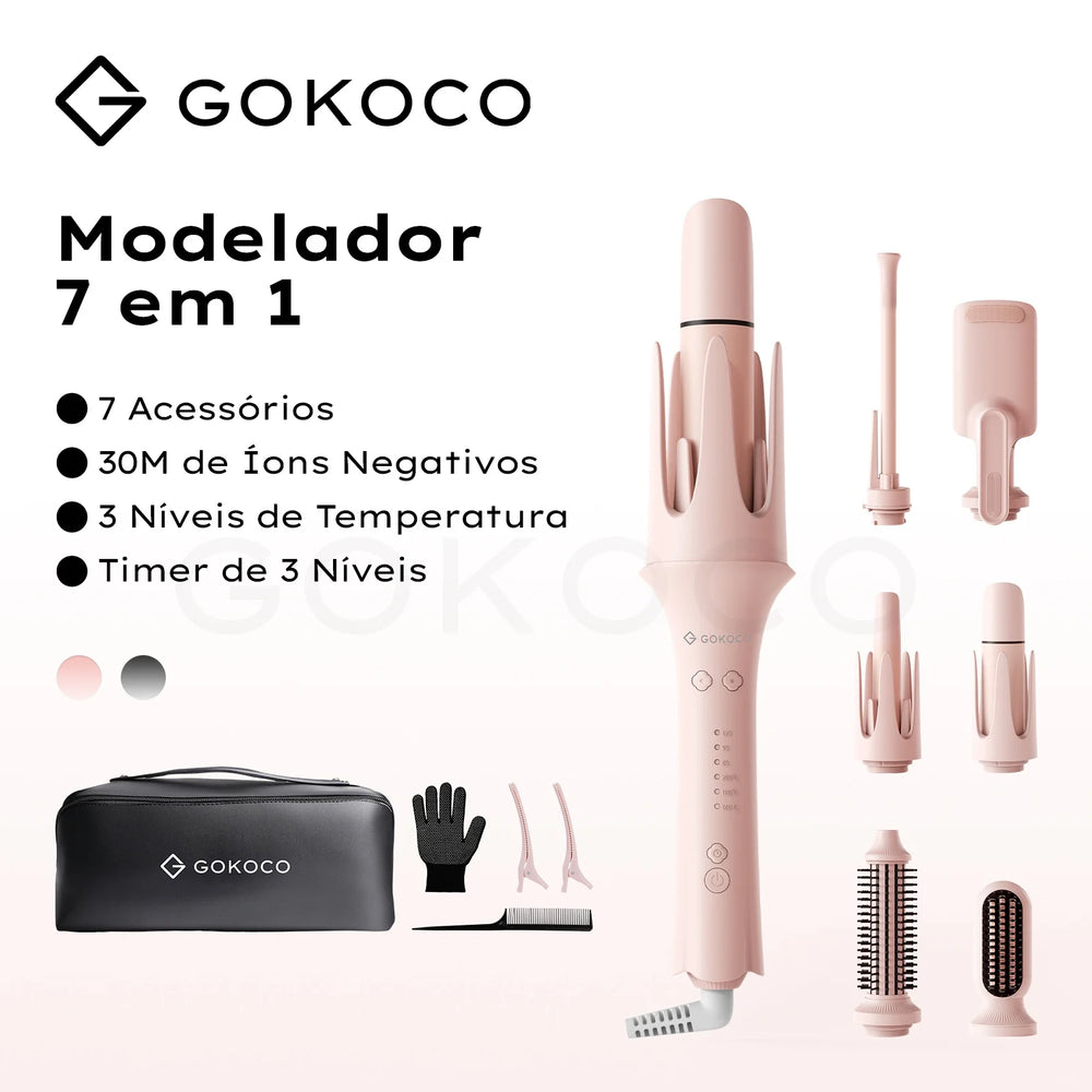 Modelador de Cabelo Automático Anti-Emaranhamento com Íons Negativos e Cerâmica, Varinha de Modelagem Elétrica para Pessoas Preguiçosas, para Estilização Duradoura