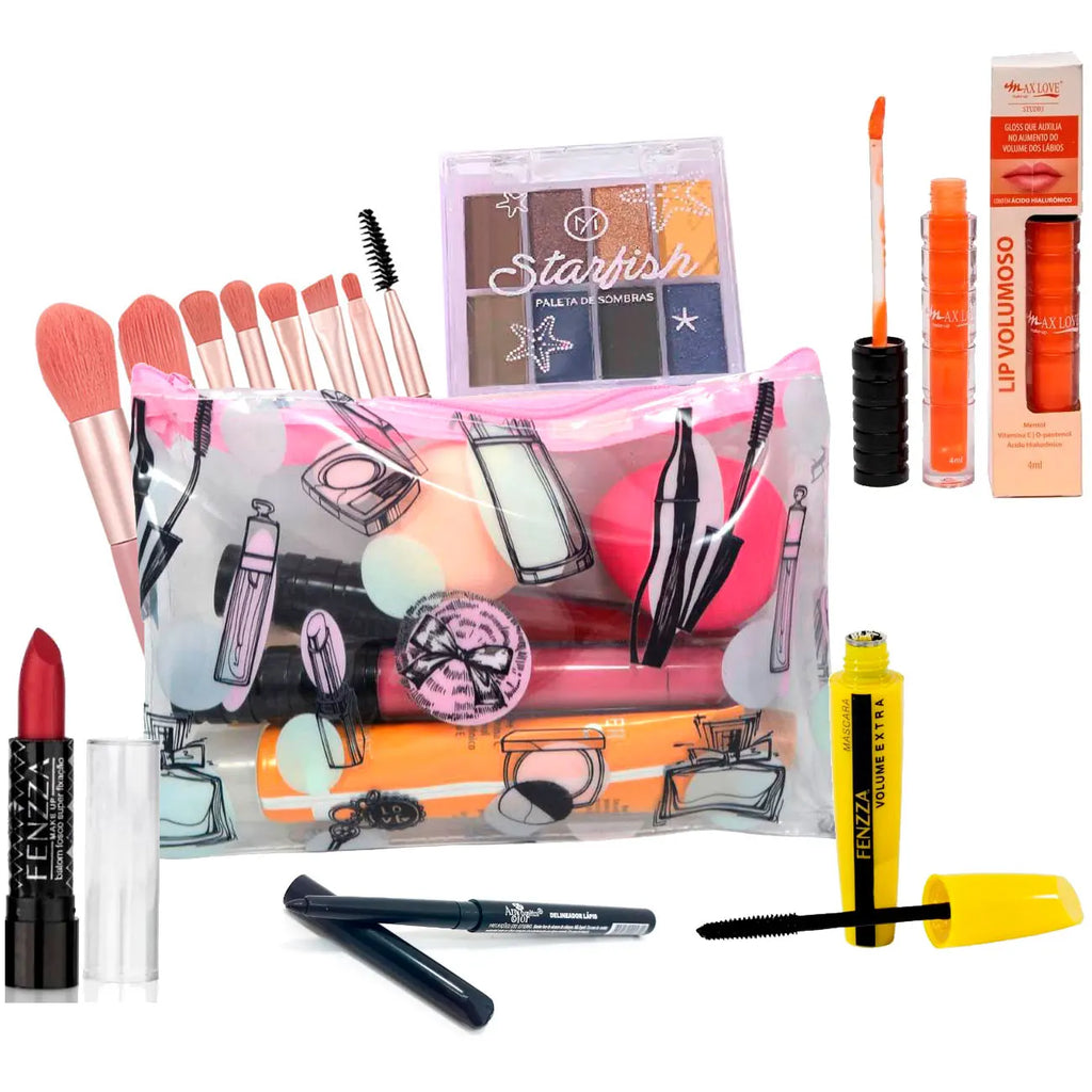 Kit de Maquiagem 7 Itens com Nécessaire