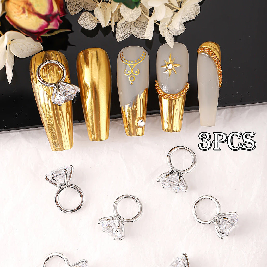 Kit 3 Anéis Decorativos com Zircônia