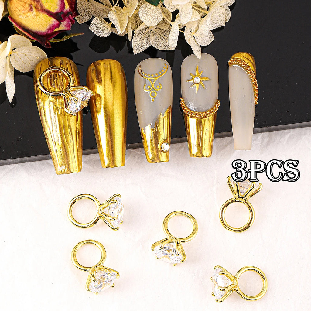 Kit 3 Anéis Decorativos com Zircônia
